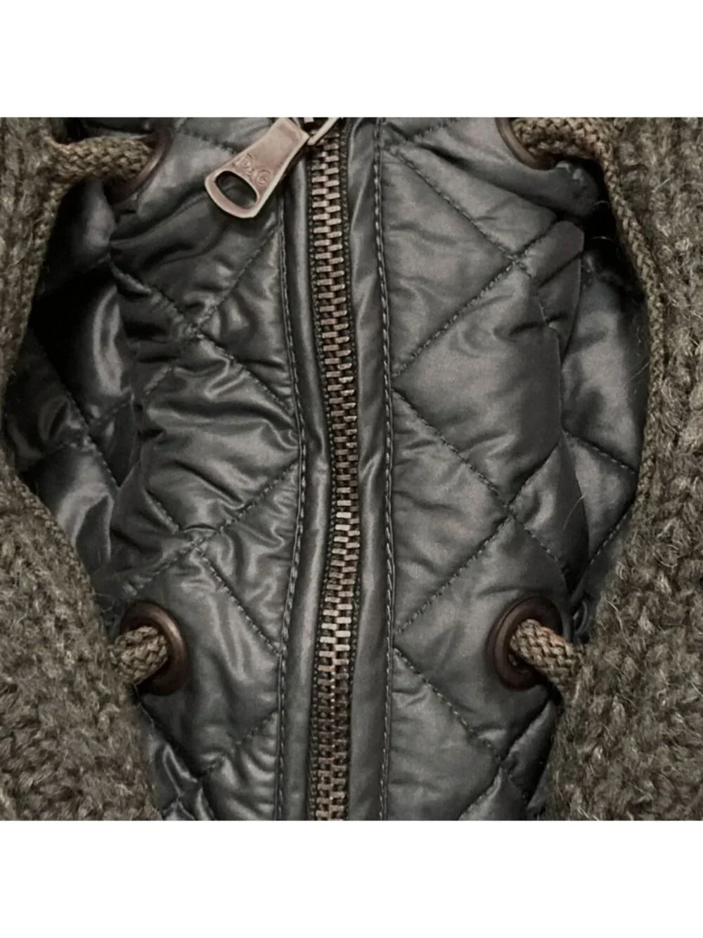 Dolce & Gabbana D&G & Layered Cableknit Hoodie Green